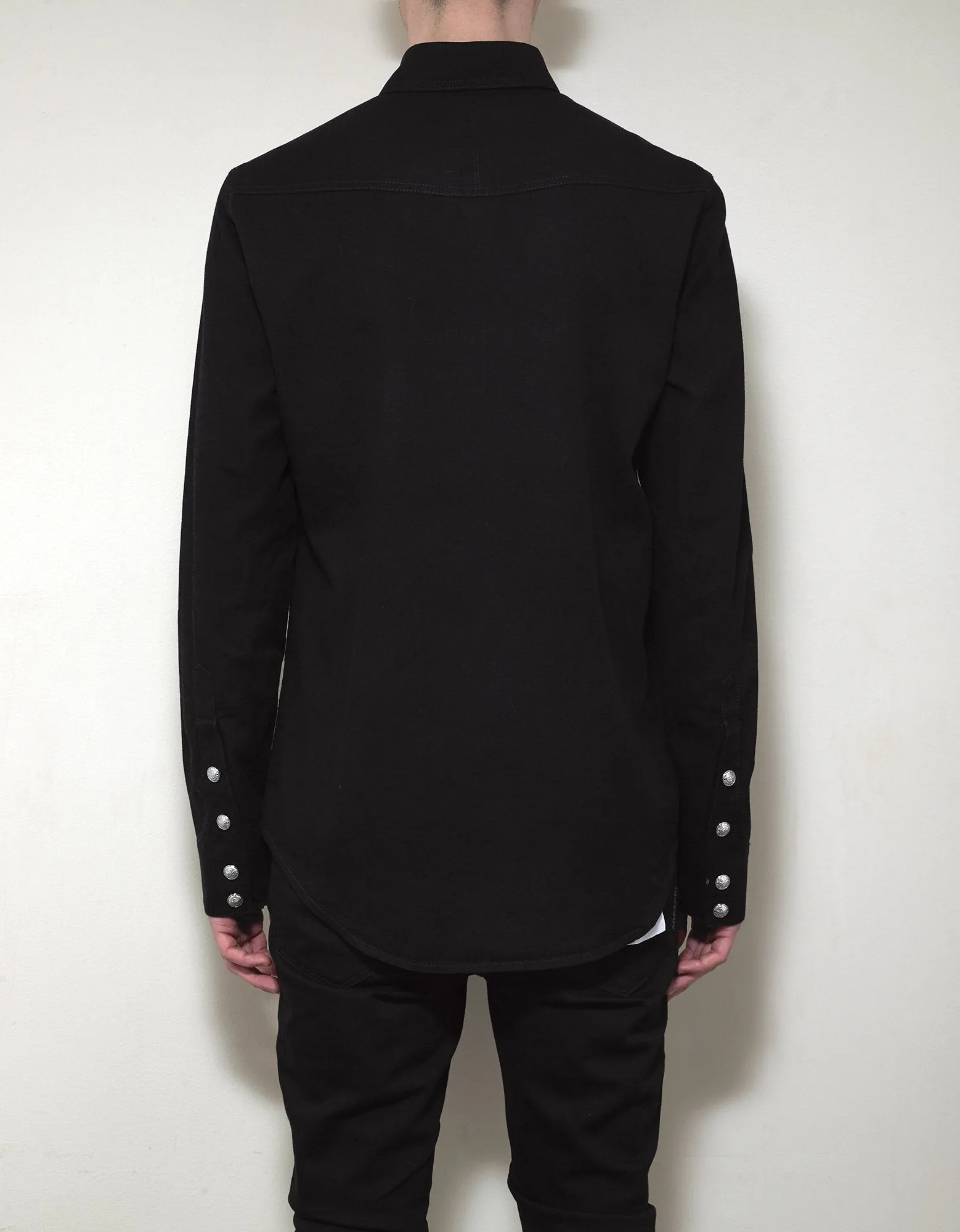 Black Logo Medallion Denim Shirt