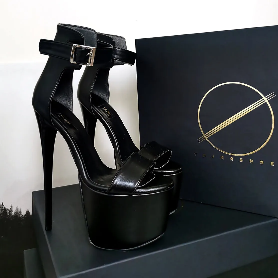 Black Matte Belted High Heel Sandals