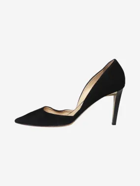 Black suede pointed toe heels - size EU 39