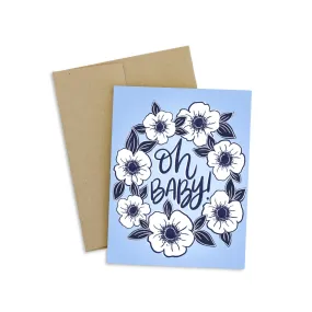 Blue Oh Baby Shower Greeting Card Elyse Breanne Design