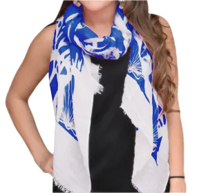 Blue Peach Couture All Season's Nautical Shell Seahorse design Light Fringe Shawl Scarf