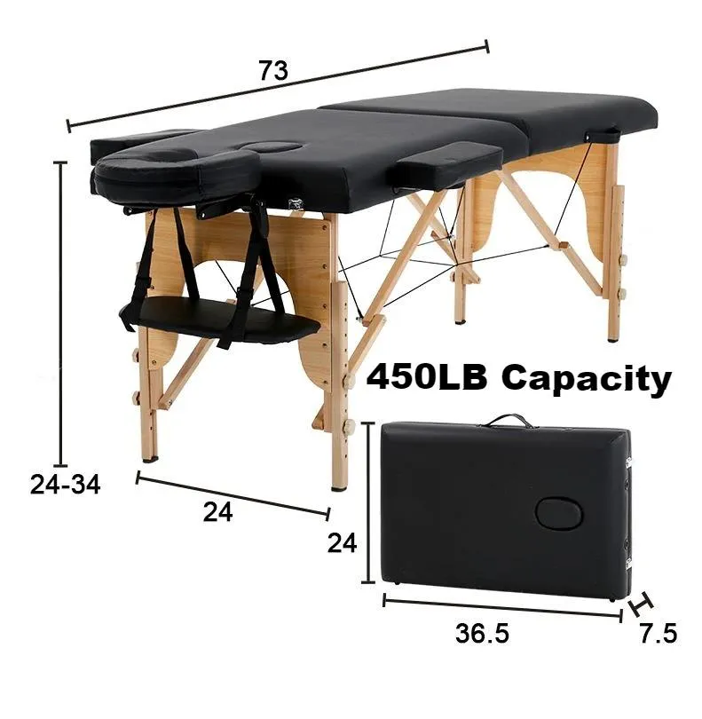 BMASSAGEX™ Adjustable 73" Massage Table | Folding Portable Bed Case, Salon, Spa