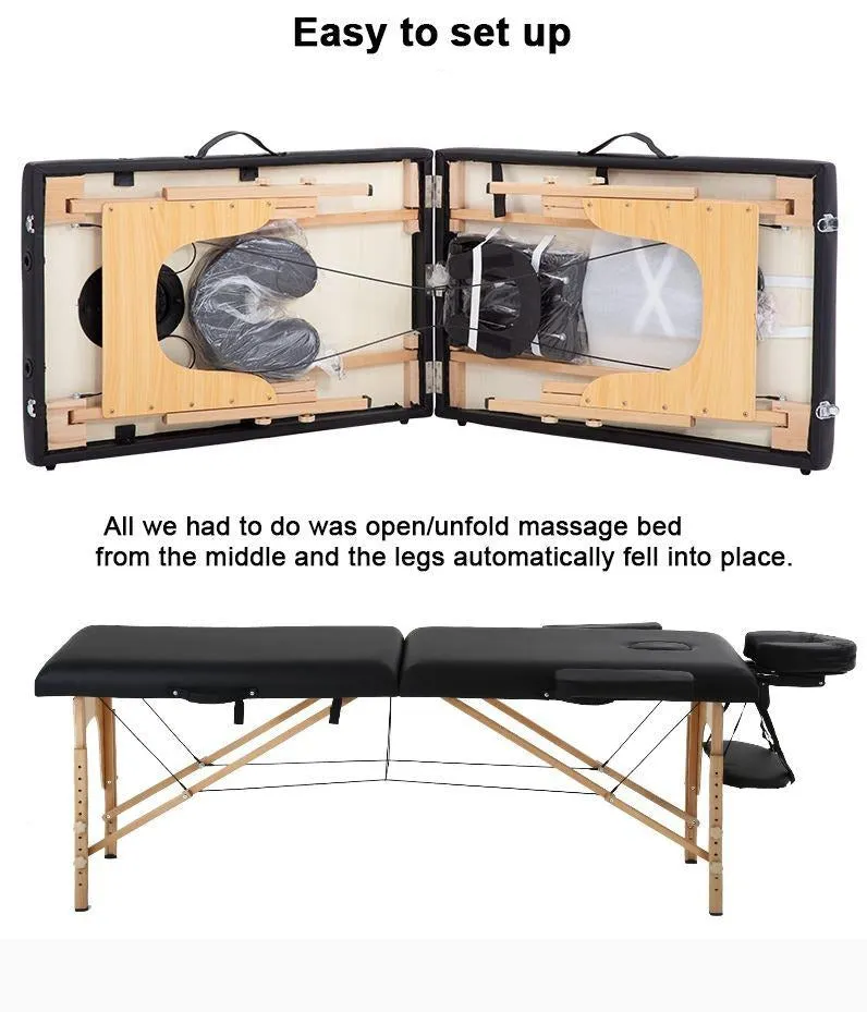 BMASSAGEX™ Adjustable 73" Massage Table | Folding Portable Bed Case, Salon, Spa