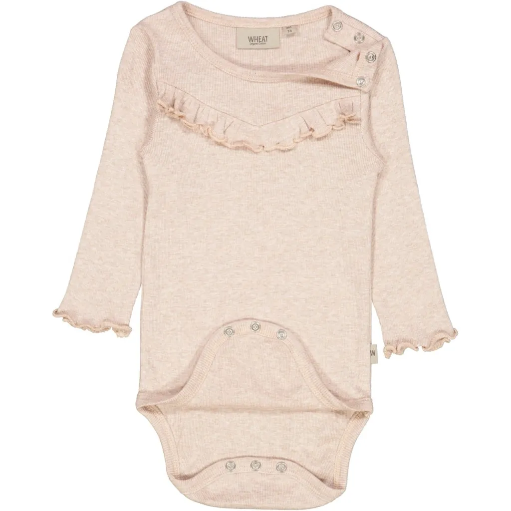 Body Rib Ruffle LS - rose melange