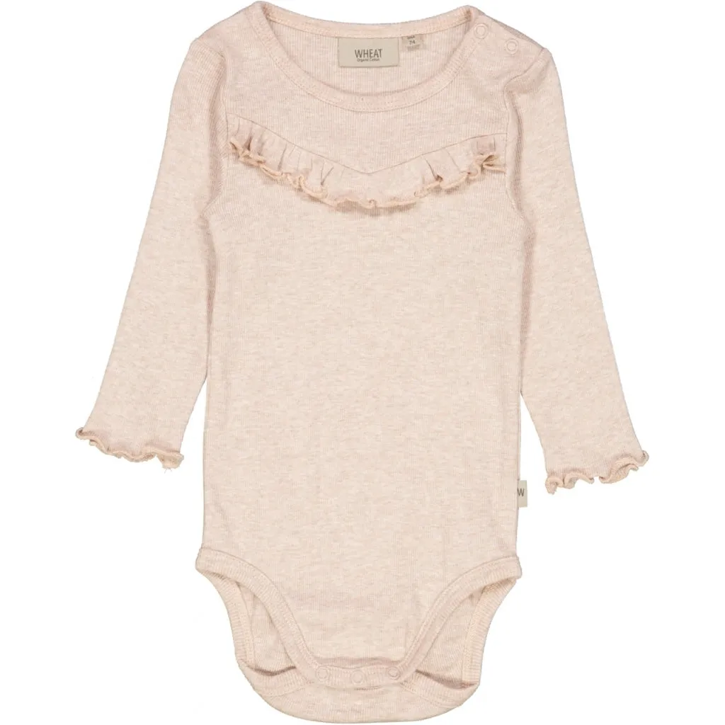 Body Rib Ruffle LS - rose melange