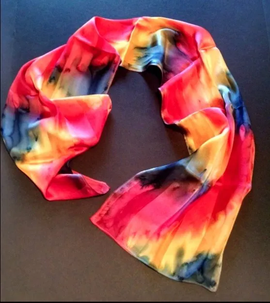 Bright Day Multi Color Hand Painted Silk Scarf