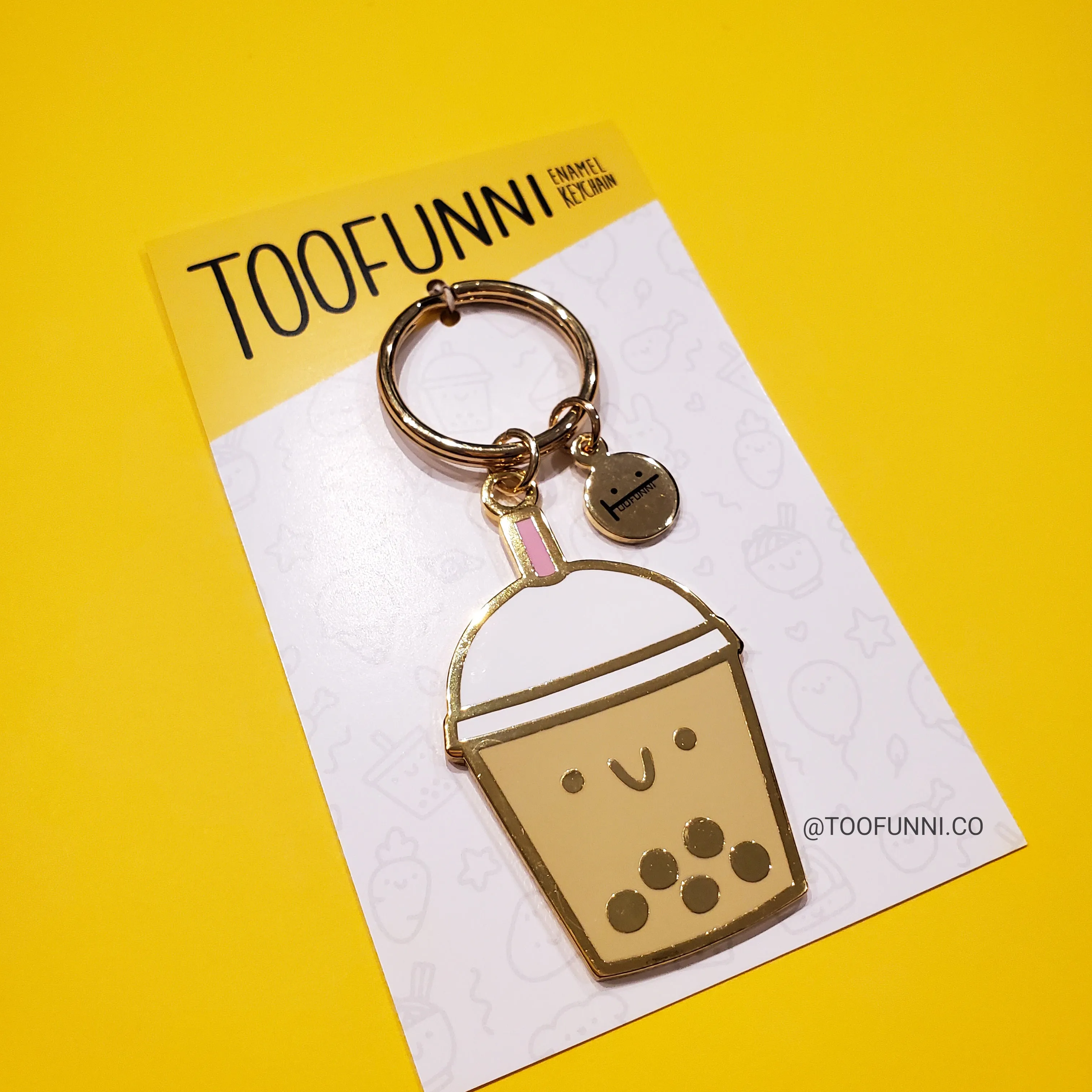 BUBBLE TEA PINK - Enamel Keychain