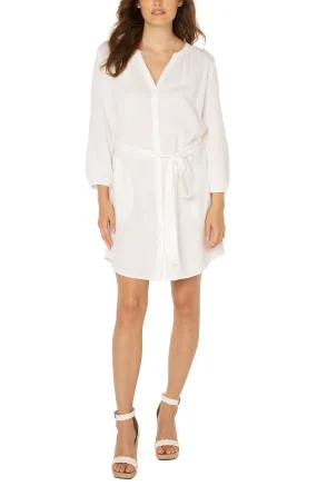 BUTTON FRONT GAUZE SHIRT DRESS