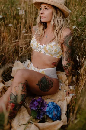 Cardamine Bralette in Yellow Daisy and White