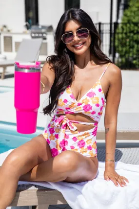 Caribbean Crush Pink/Orange Floral Swimsuit FINAL SALE