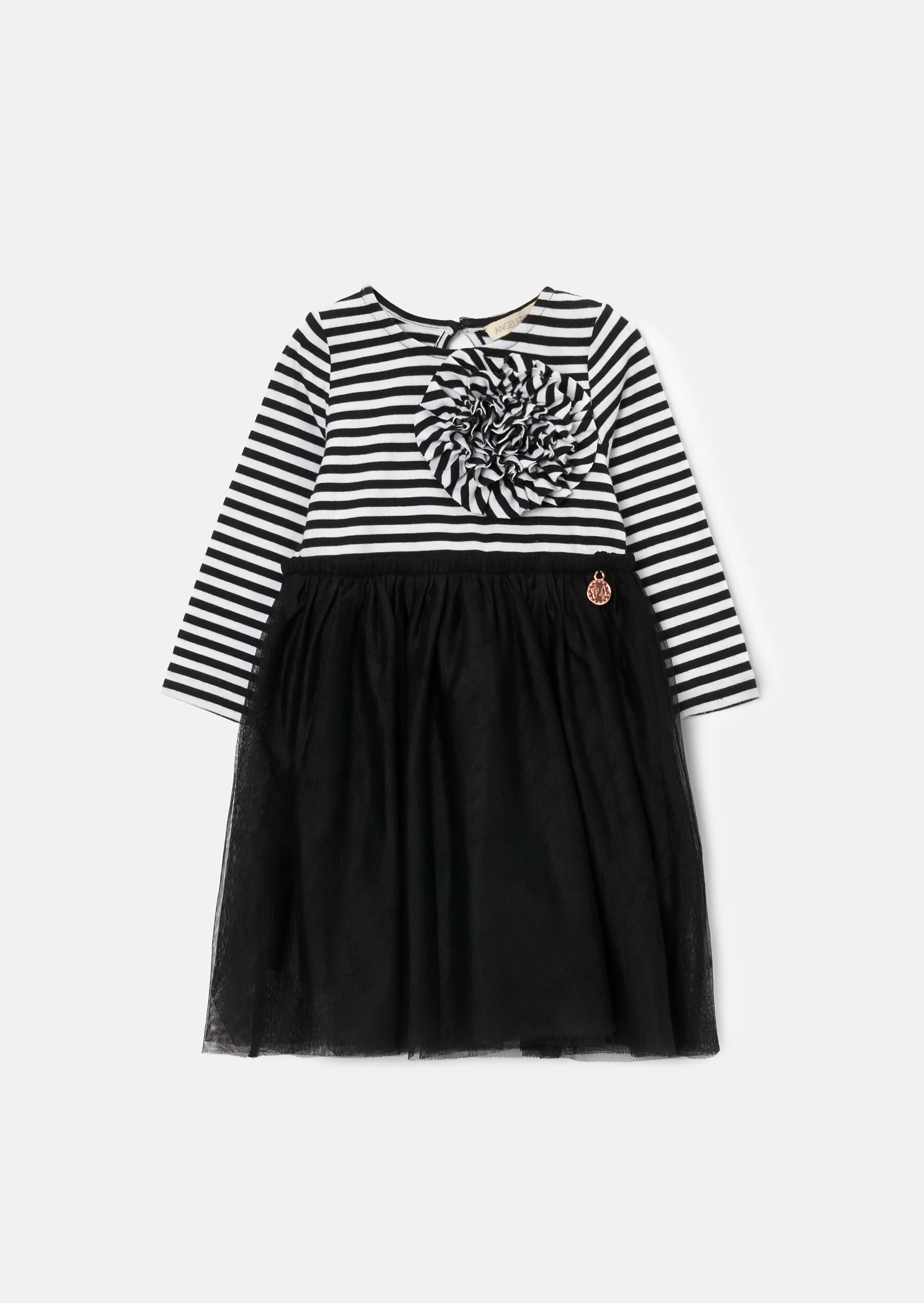 Carrie Black Stripe Corsage Black Dress