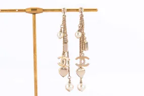 Chanel Light GP Drop Earrings Perfume Heart Shape & CC Motif