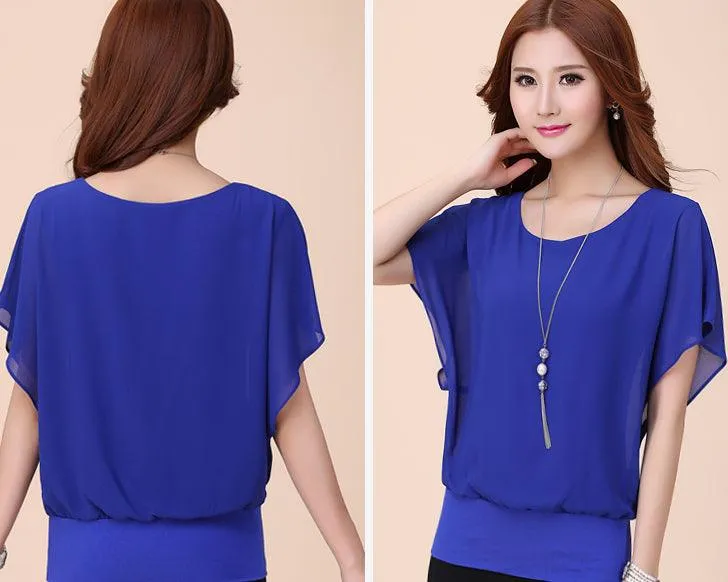 CHIFFON BLOUSE WITH BATWING SLEEVES