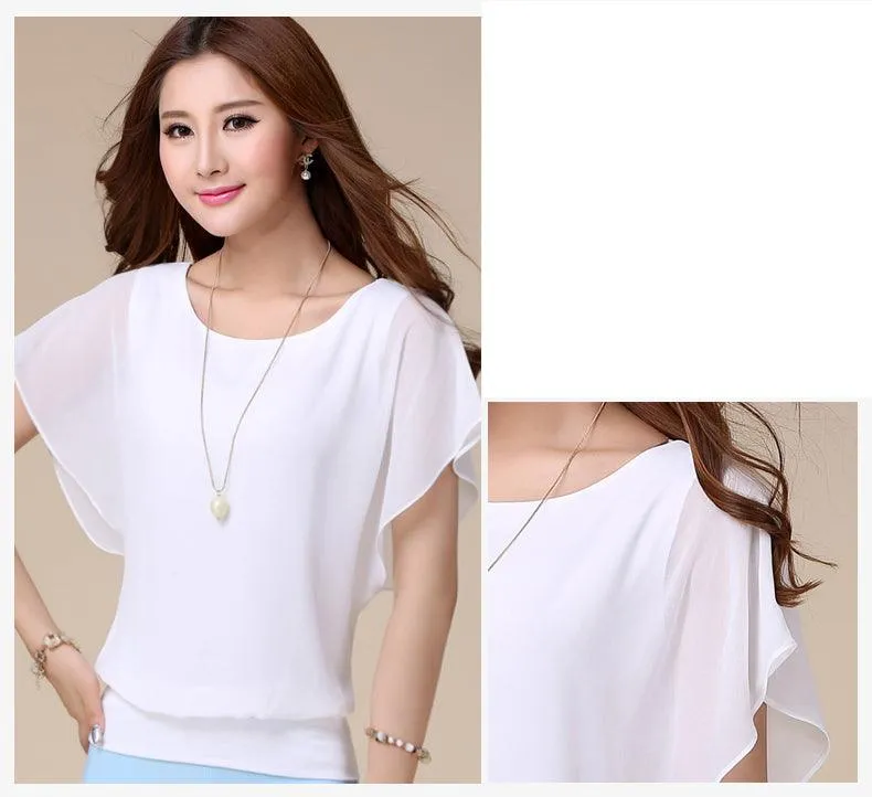 CHIFFON BLOUSE WITH BATWING SLEEVES