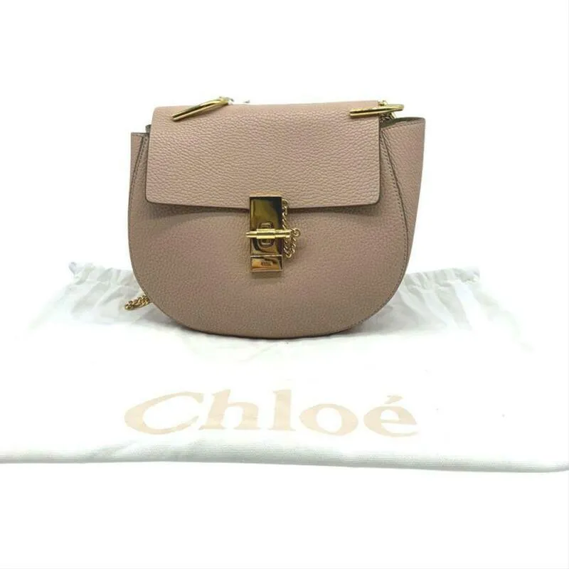 Chloé Medium Drew Cement Pink Leather Shoulder Bag Chain Crossbody