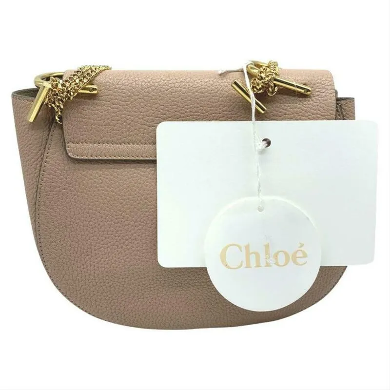 Chloé Medium Drew Cement Pink Leather Shoulder Bag Chain Crossbody