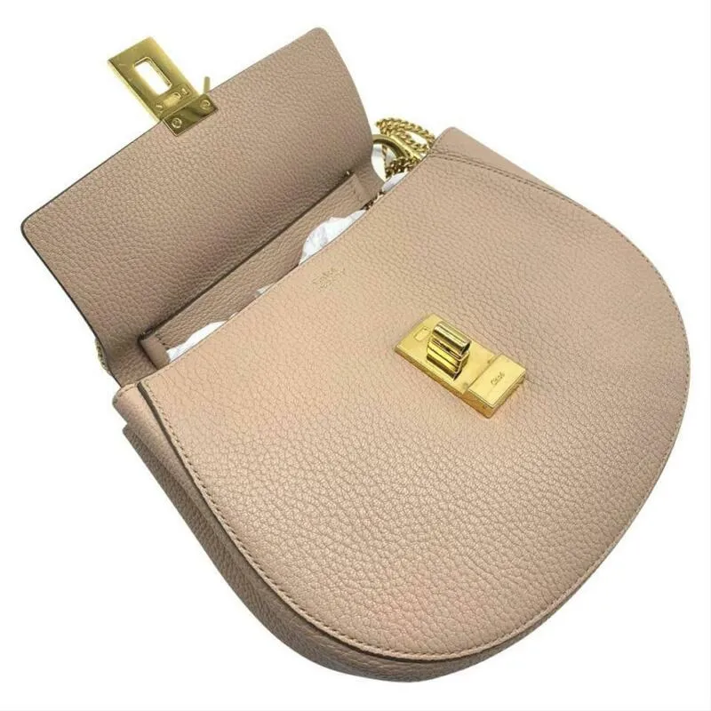 Chloé Medium Drew Cement Pink Leather Shoulder Bag Chain Crossbody