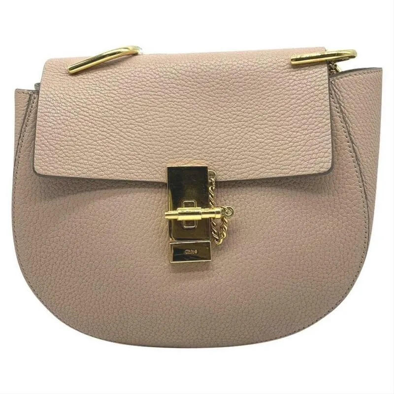 Chloé Medium Drew Cement Pink Leather Shoulder Bag Chain Crossbody