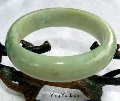 Clearance-Good Earth Green Burmese Jadeite Bangle Bracelet 57mm (CL-BB2796)