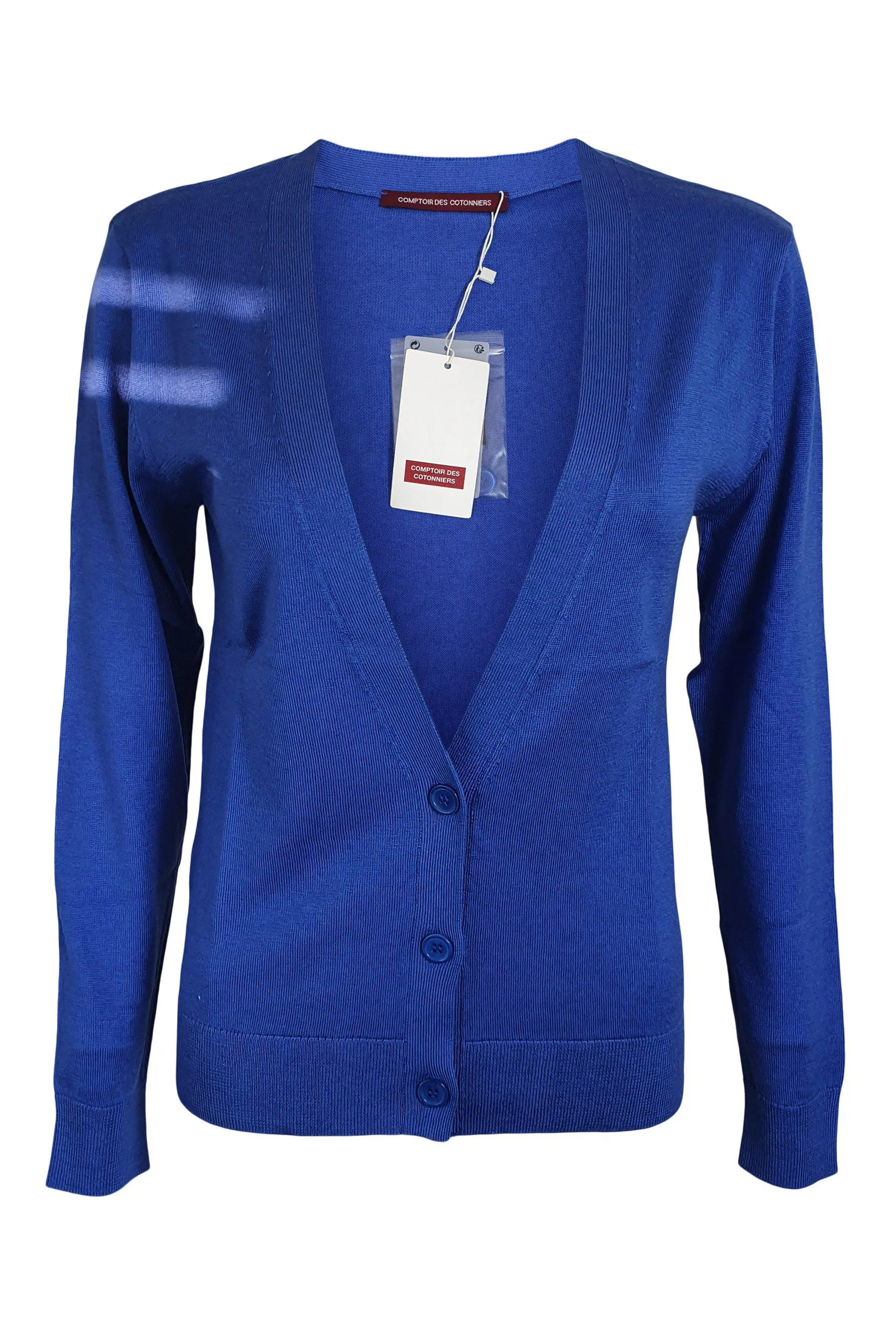 COMPTOIR DES COTONNIERS Cotton Blend Amparo Blue Cardigan (S | FR 34 /36 | UK 08)