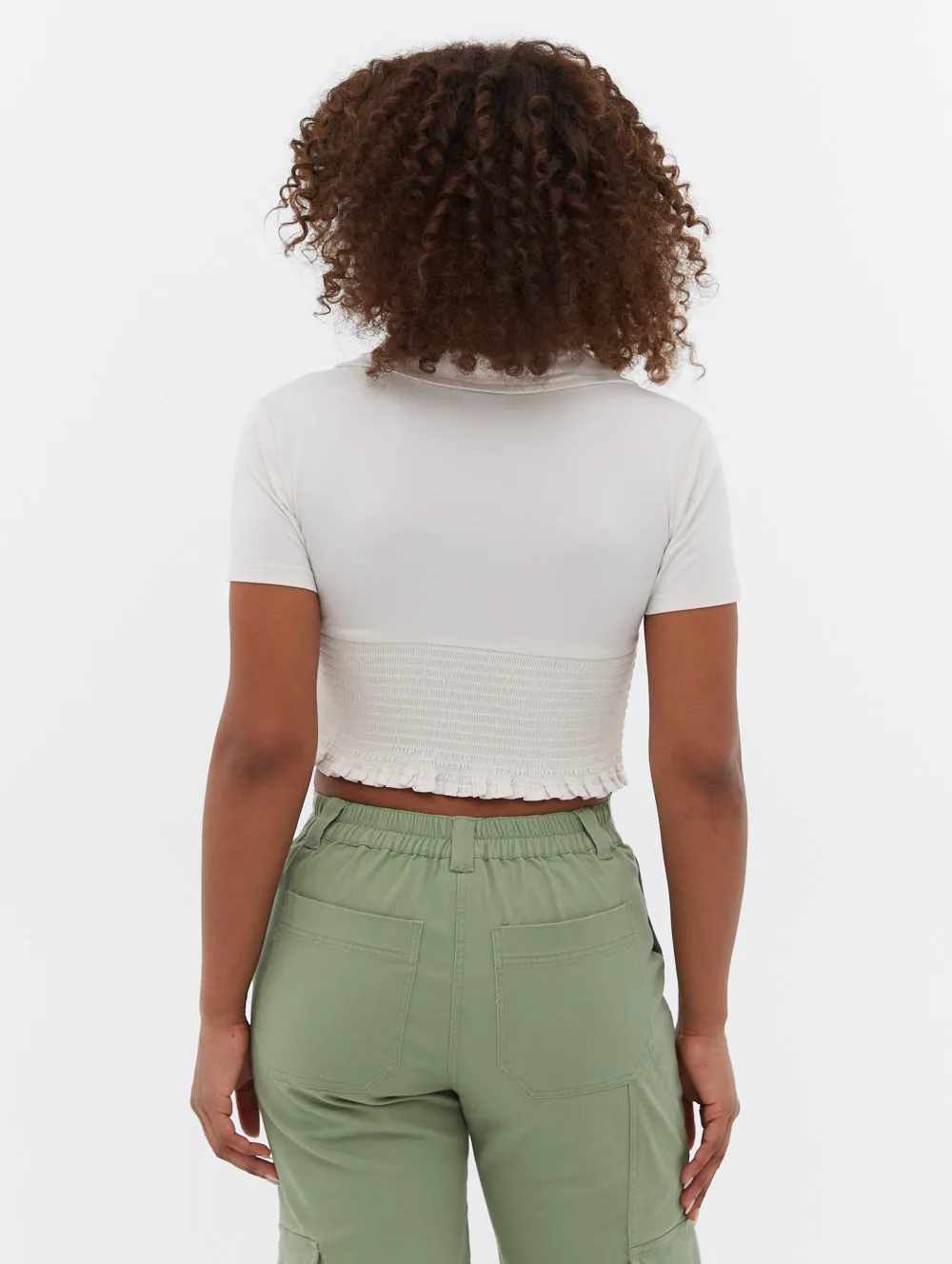 Constance Collared Wrap Crop Top