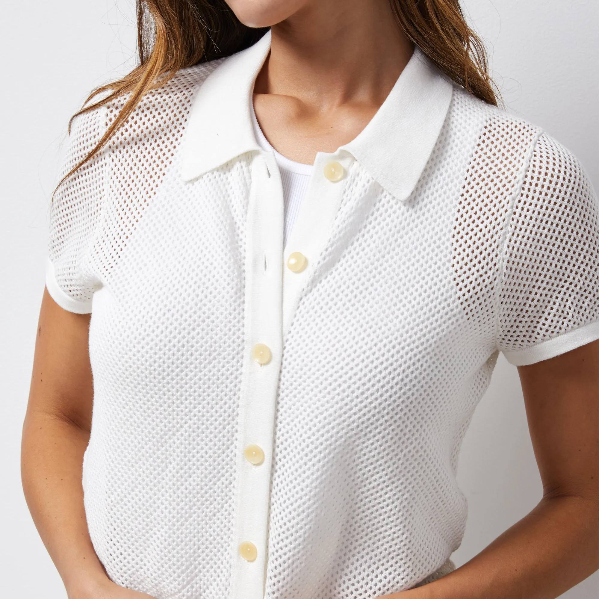 Cotton Mesh Mini Short Sleeve Shirt