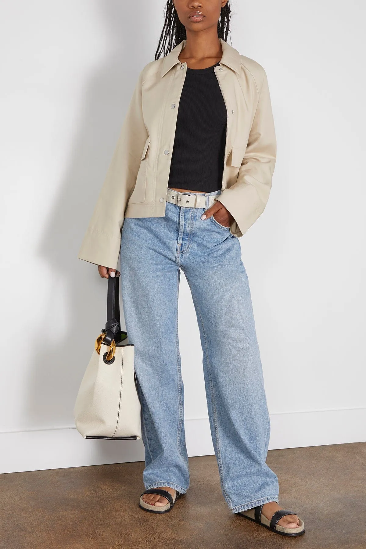 Cropped Cotton Jacket in Sand