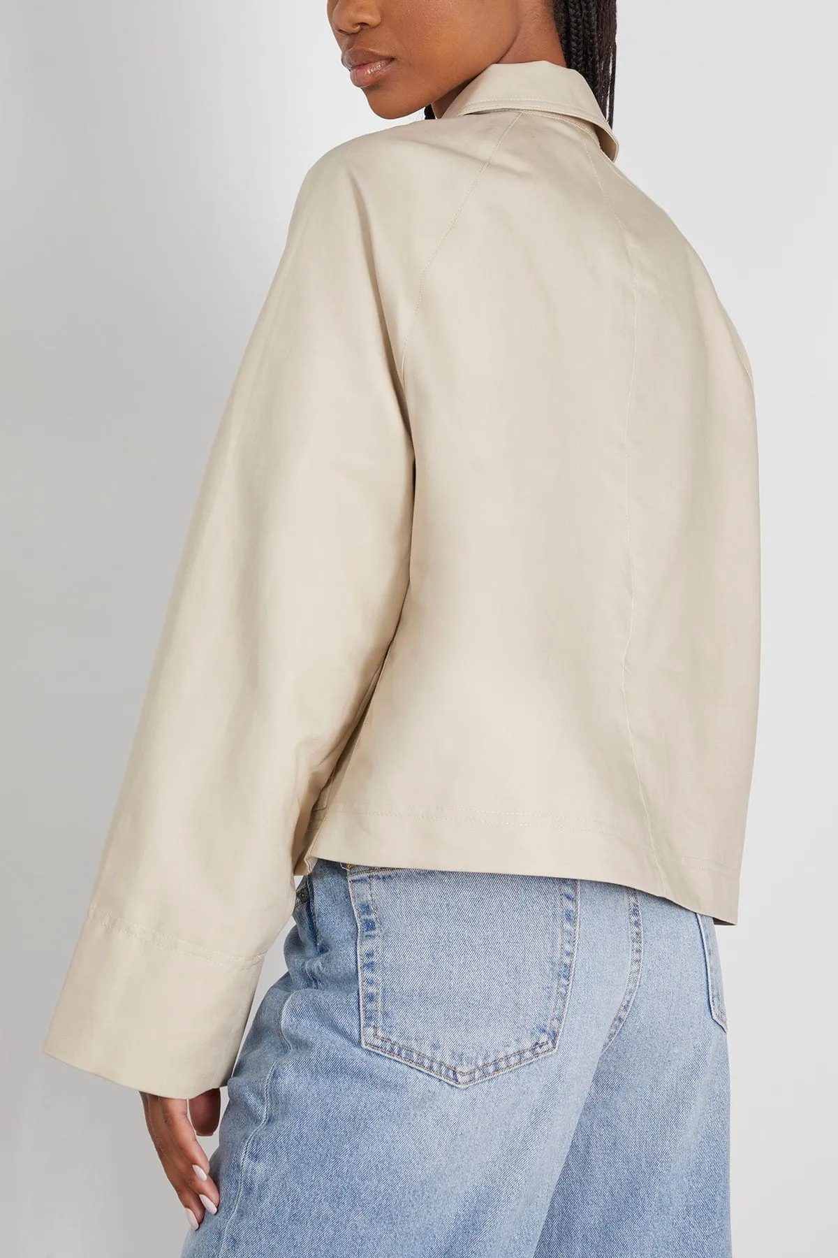 Cropped Cotton Jacket in Sand