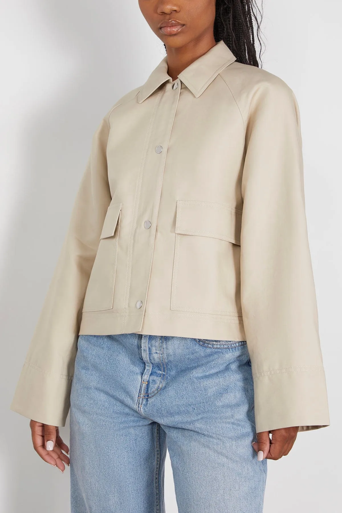 Cropped Cotton Jacket in Sand