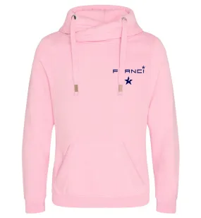 Cross Neck Hoodie | Baby Pink