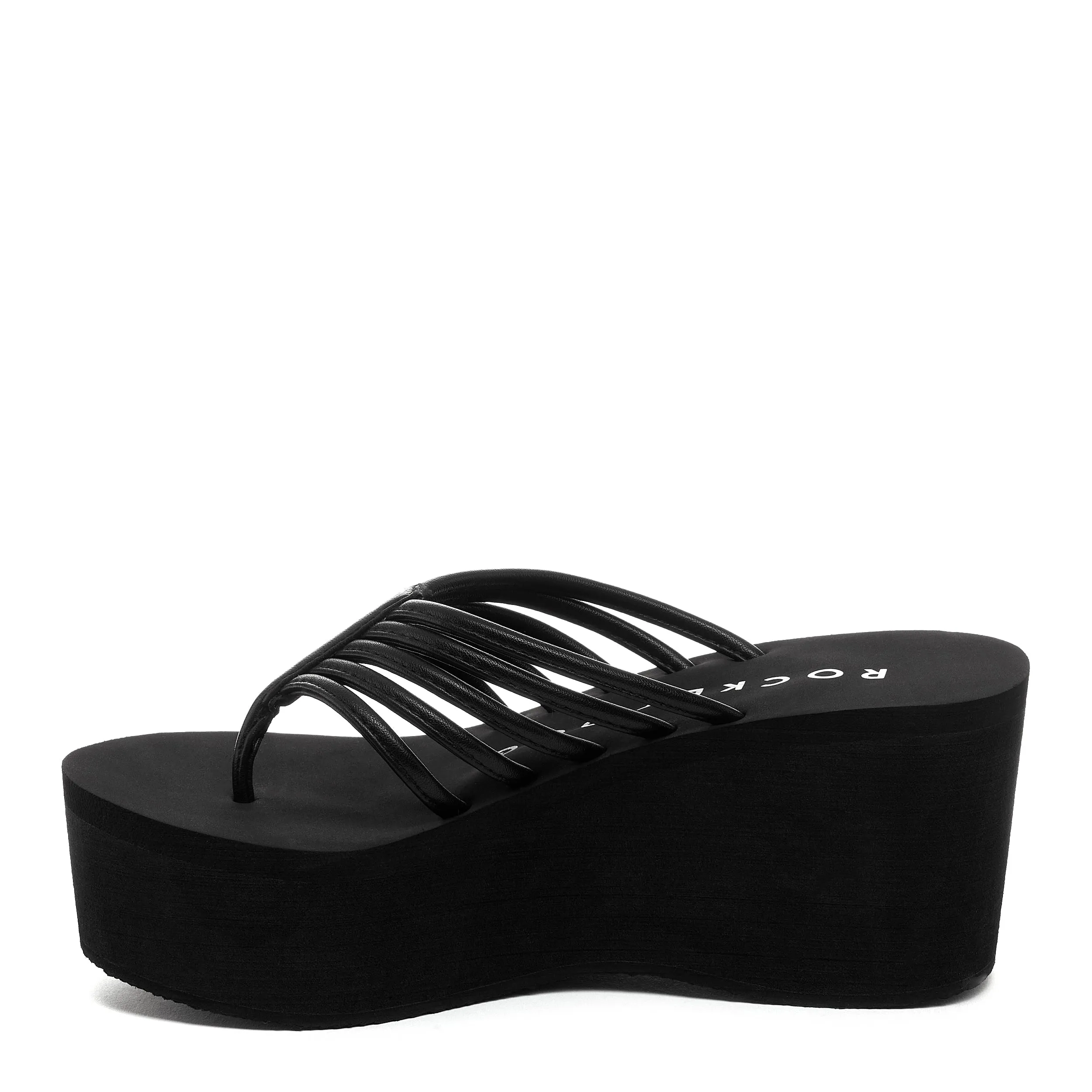 Crushcage Black Strappy Platform Flip Flop