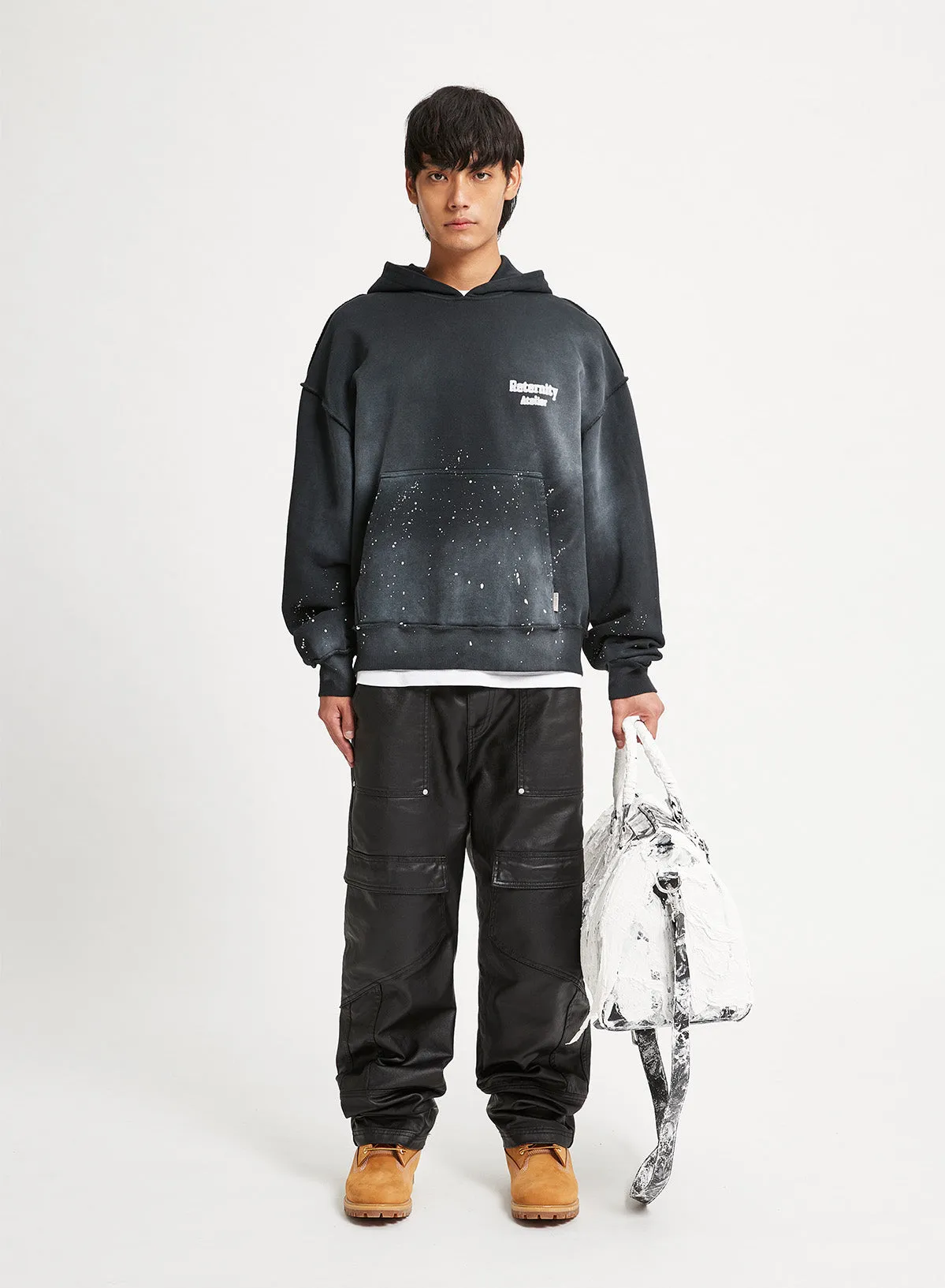 DESTROYED HOODIE ATELIER - WASHED BLACK