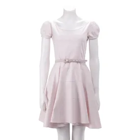 Dior Pale Pink Stretch Cotton Mini Belt Dress FR 36