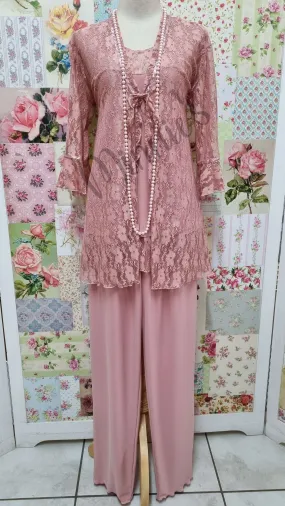 Dusty Pink 3-Piece Pants Set LR0358