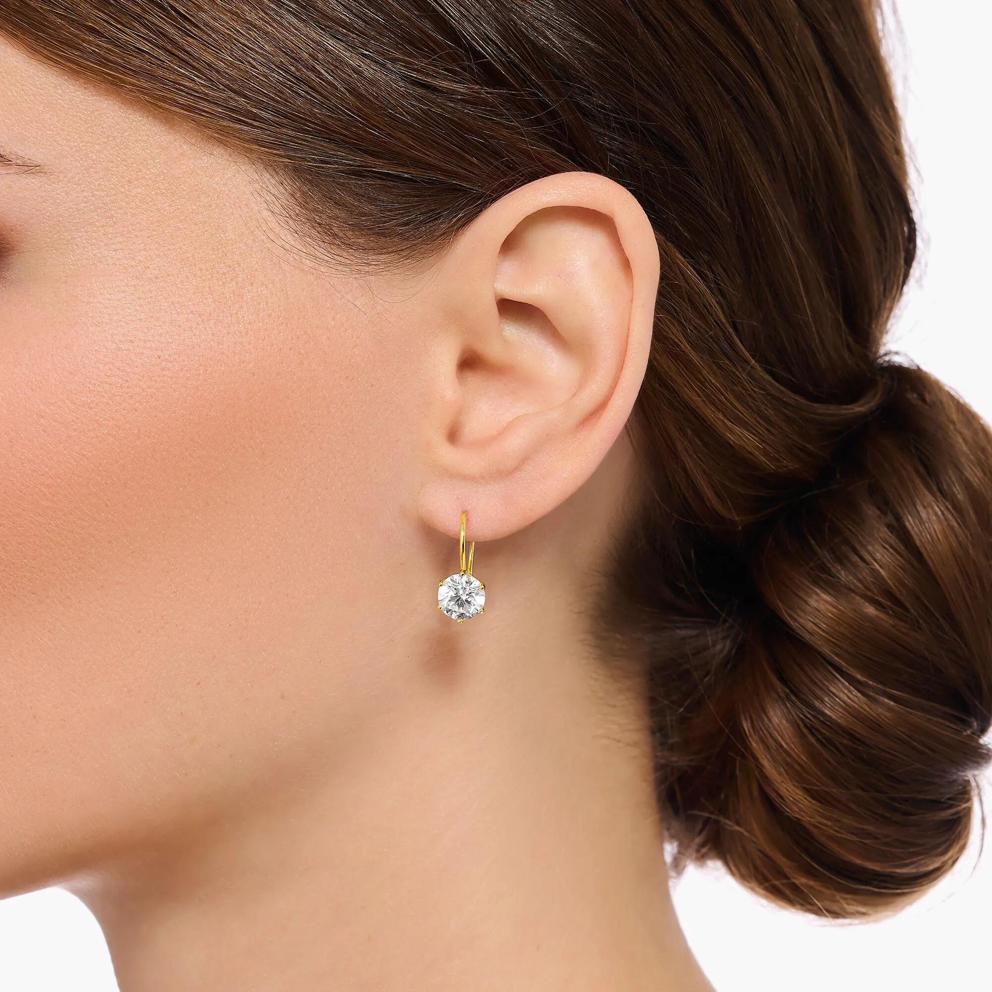 Earrings with white zirconia - gold