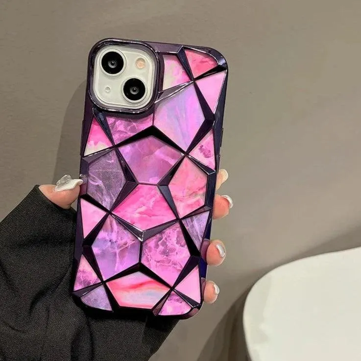 Electroplating Colorful Cube Plating - Cute Phone Case For iPhone 15 Pro Max, 14, 13, or 12