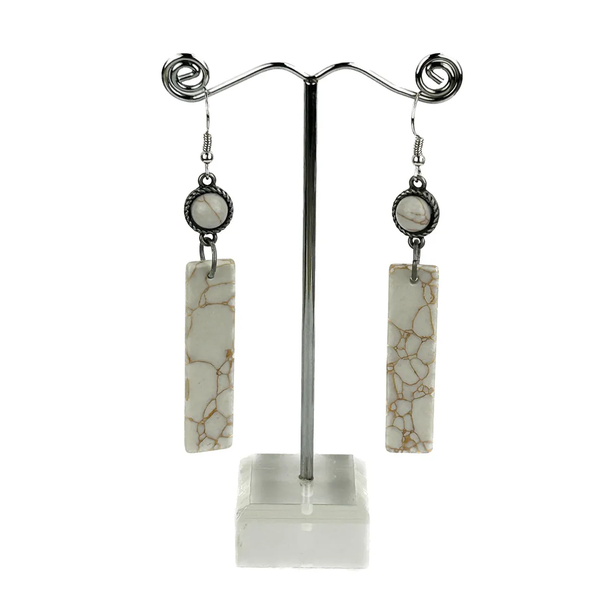 ERZ221125-13-17  Natural Stone Long Bar Dangle Earring