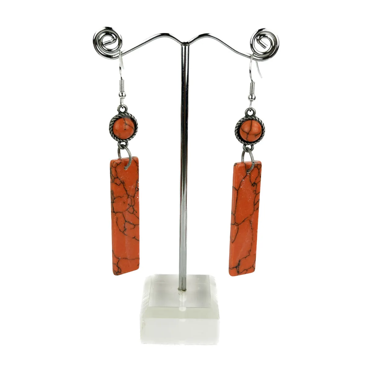 ERZ221125-13-17  Natural Stone Long Bar Dangle Earring