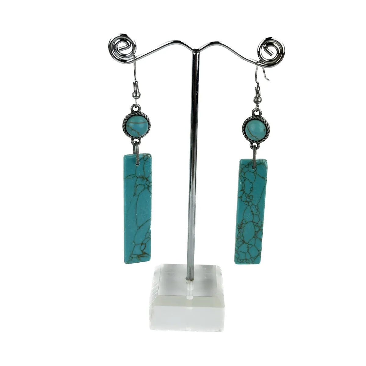 ERZ221125-13-17  Natural Stone Long Bar Dangle Earring