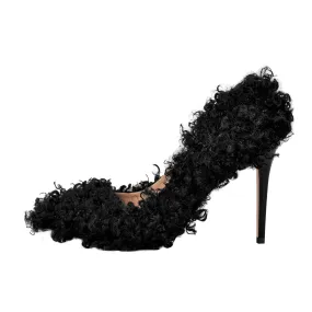 Fluffy Pointed Toe Stiletto High Heel Pumps