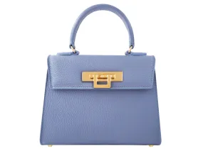 Fonteyn Midi Caribou Soft Grainy Print Calf Leather Handbag - Bluebell