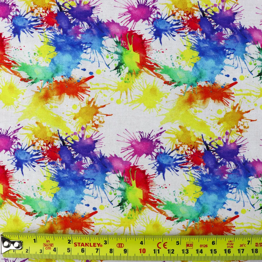 FS1026 Paint Splash Tie Dye Cotton Fabric Rainbow