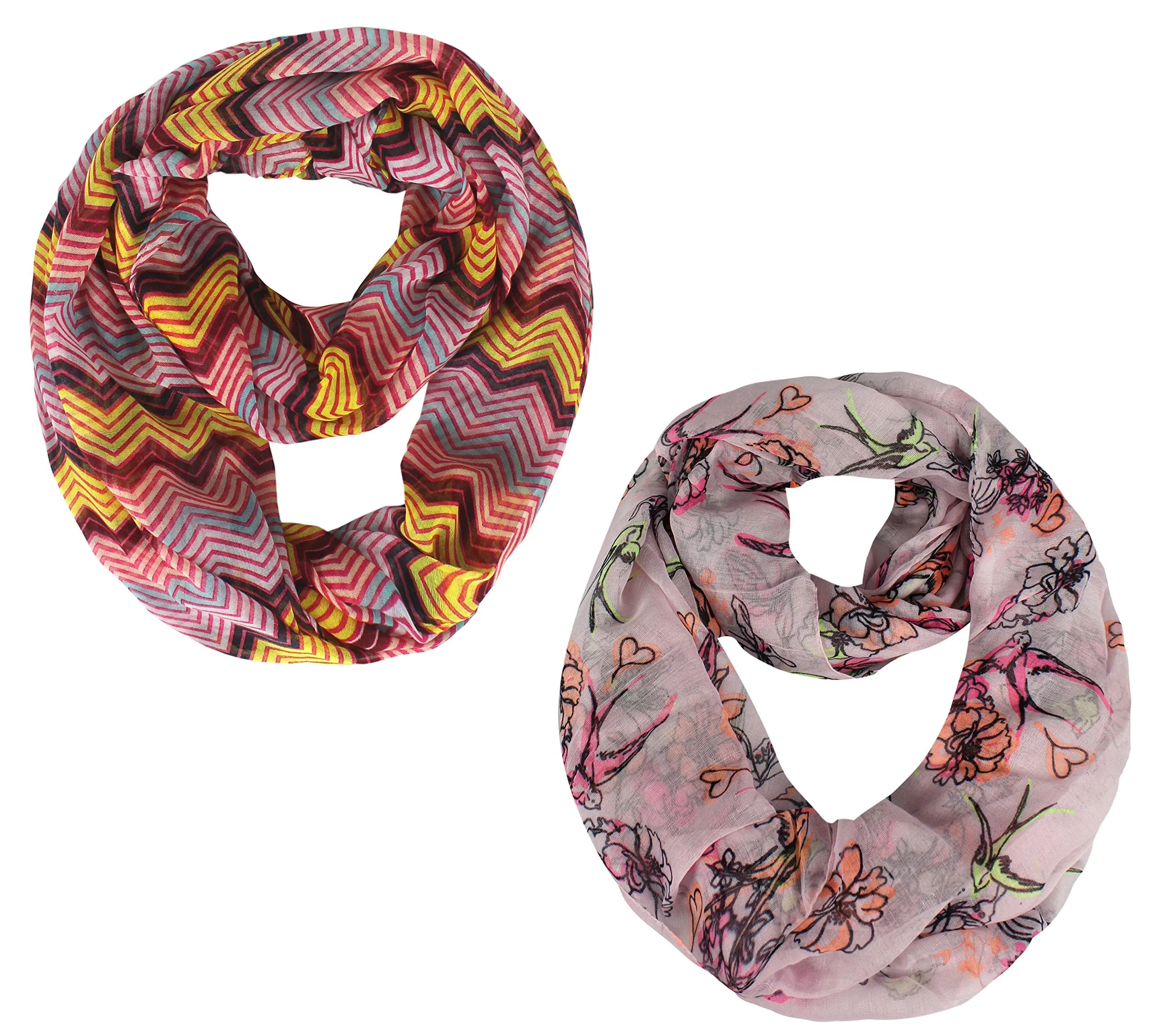 Geometric Floral Chevron Sheer Infinity Scarf Loops Circle Scarf