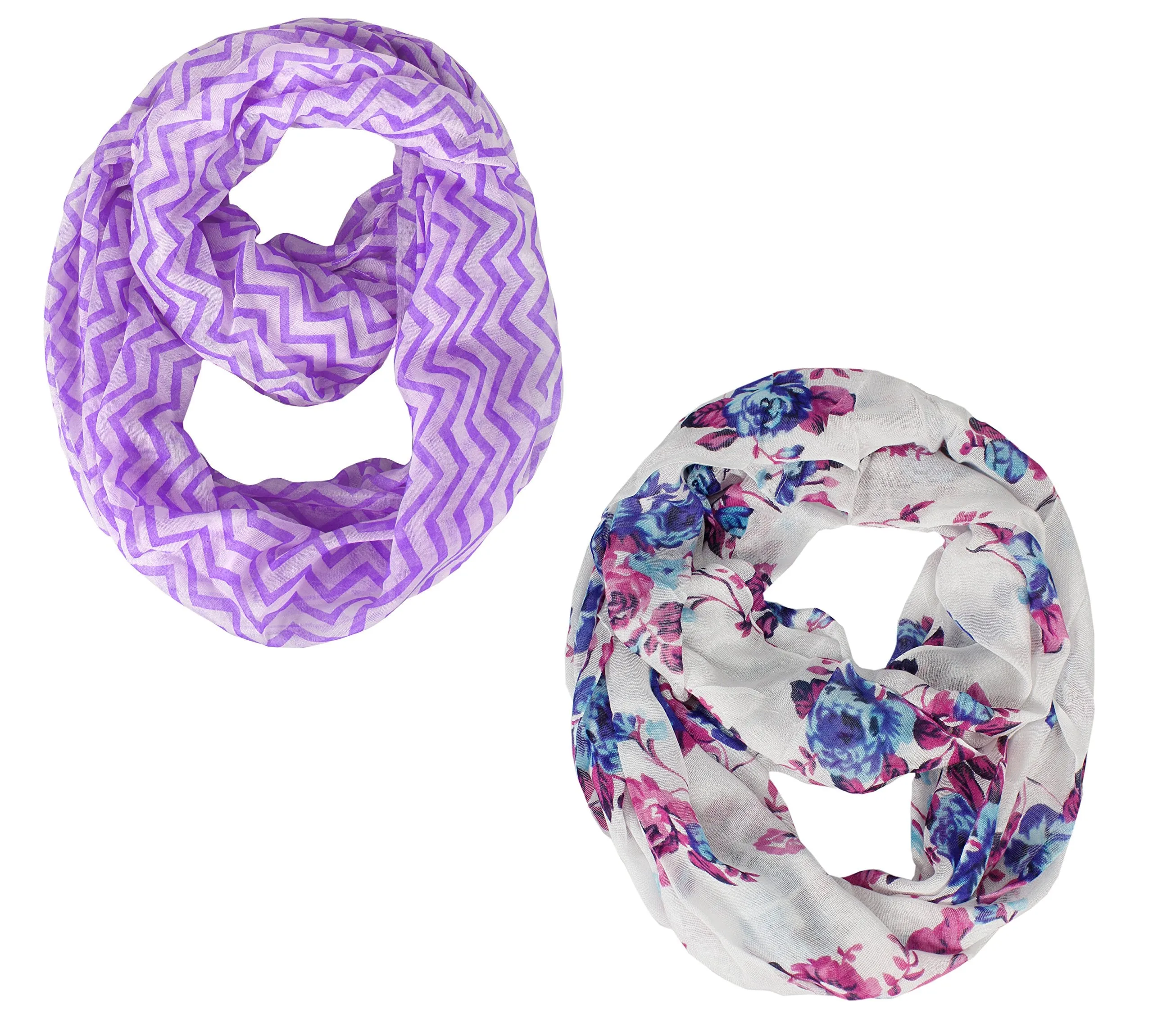 Geometric Floral Chevron Sheer Infinity Scarf Loops Circle Scarf