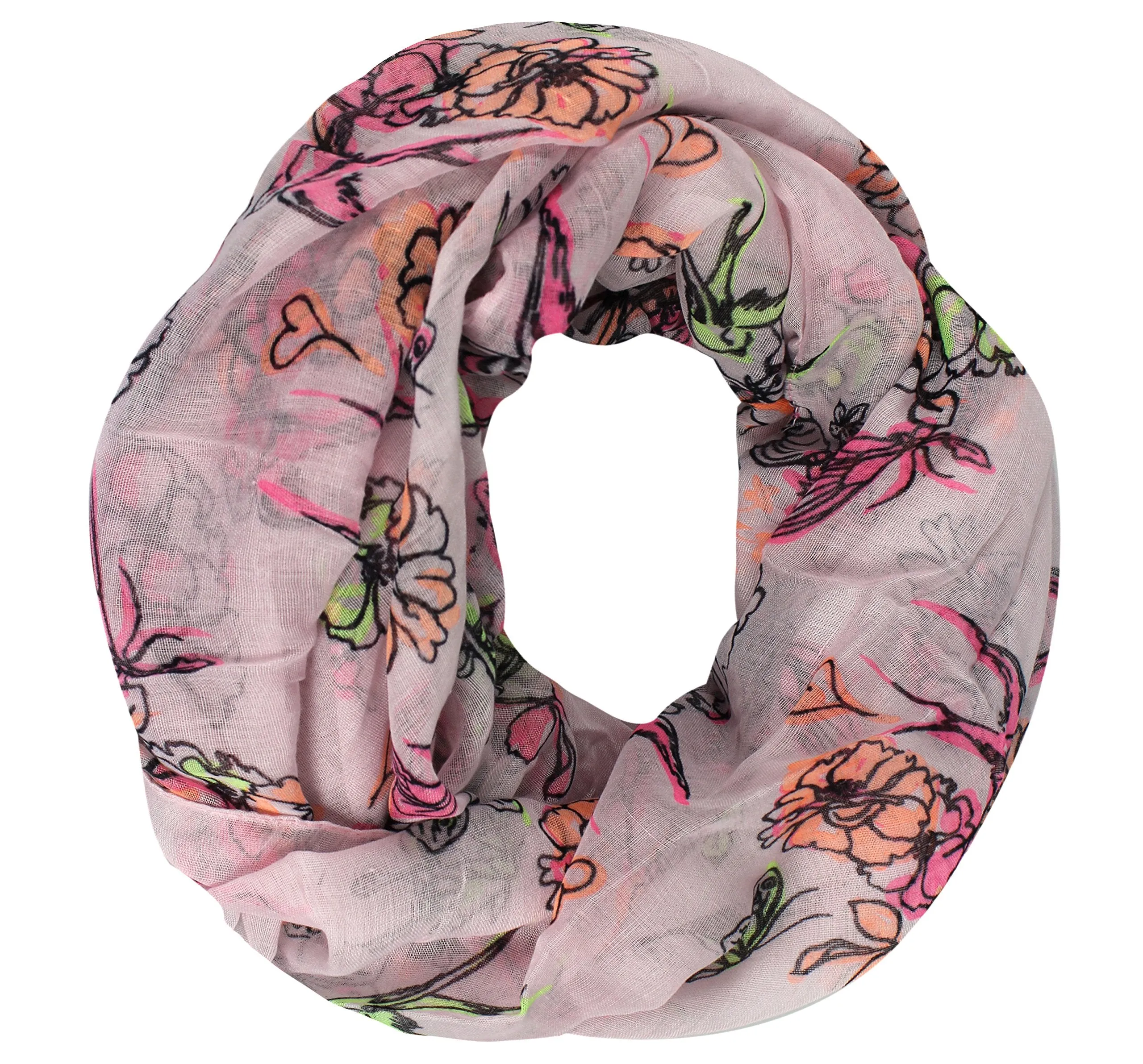 Geometric Floral Chevron Sheer Infinity Scarf Loops Circle Scarf