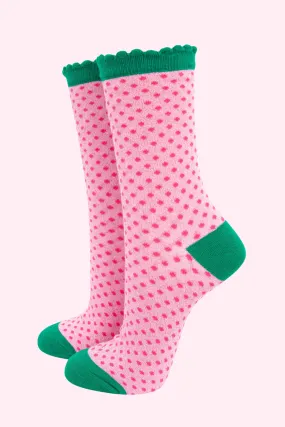 Glitter Pink Polka Dot Socks