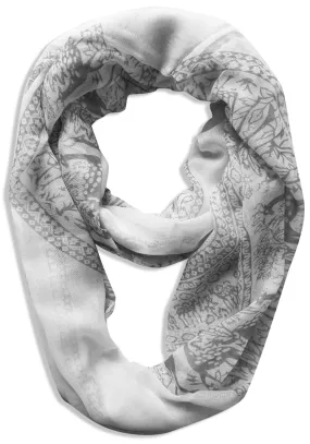 Gray Luxury Animal Print Loop Sheer Infinity Scarf Wrap Circle Scarf