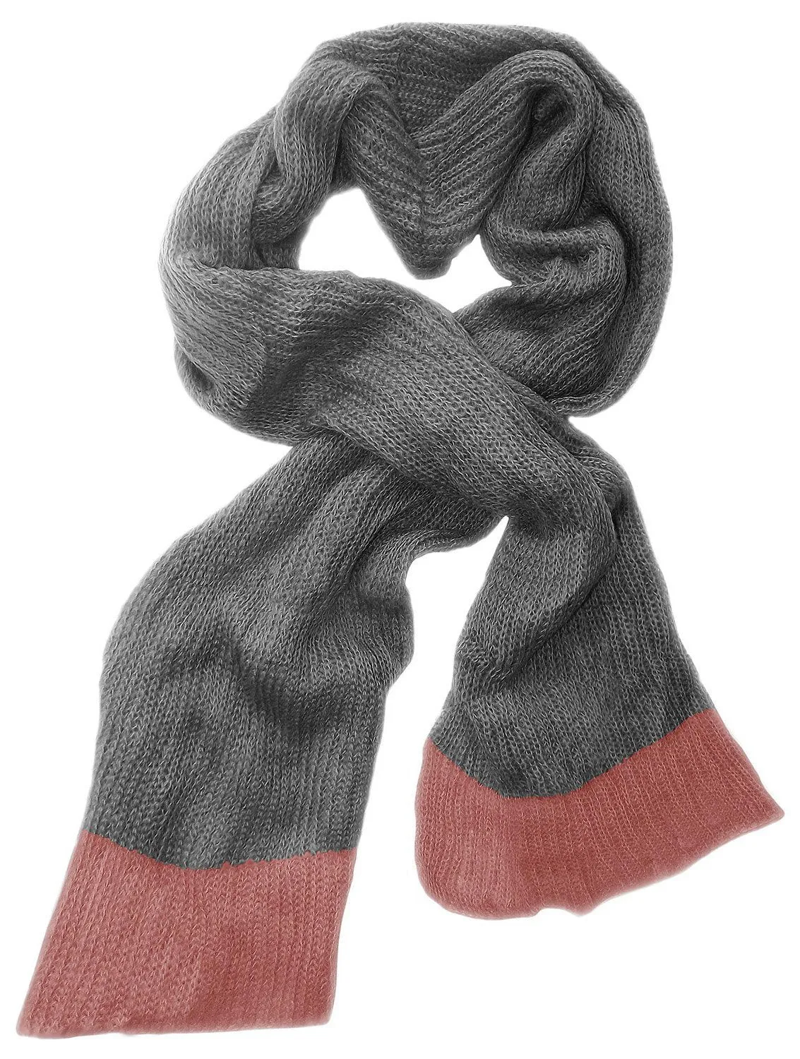 Grey Pink Peach Couture Warm and Cozy Unisex Fashion Knit Long Loose Hand Knit Scarf Wrap Shawl