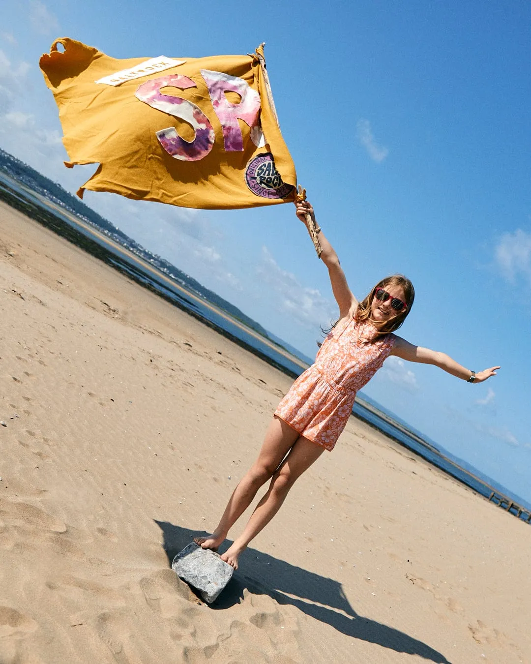 Hibiscus - Kids Playsuit - Pink/Orange