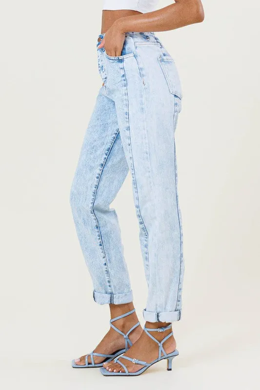 High Rised Color Block Boyfriend Jeans